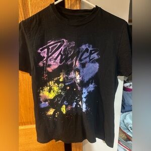 Prince Black Tee with Purple and Multicolor Graphic